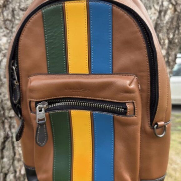 COACH West Pack- Calf Skin with Varsity Stripe EUC - Picture 4 of 7